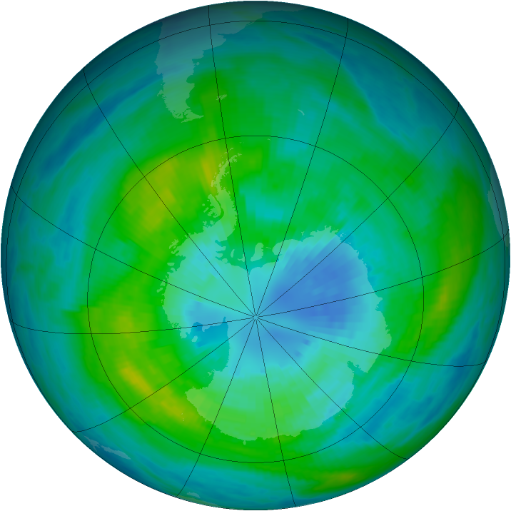 Antarctic ozone map for 29 March 1982